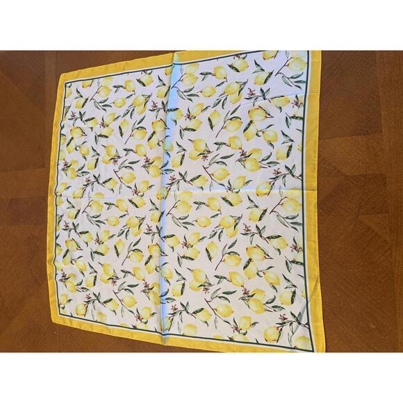 Accessories - Yellow Lemon Print Square Scarf for Women